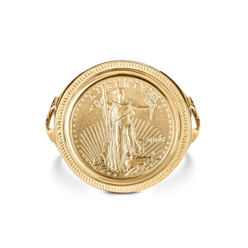 14k Yellow Gold Filled Screw Bezel Frame For 1 Oz American Eagle Coin – Sterling Silver Base, Soldered Bail