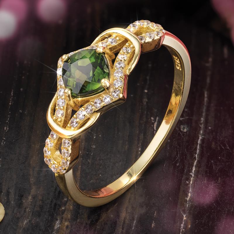 Deco Green Chrome Diopside Ring