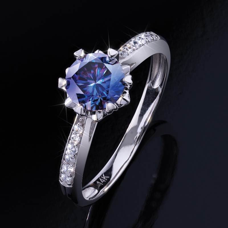 14k White Gold Purple Moissanite Ring