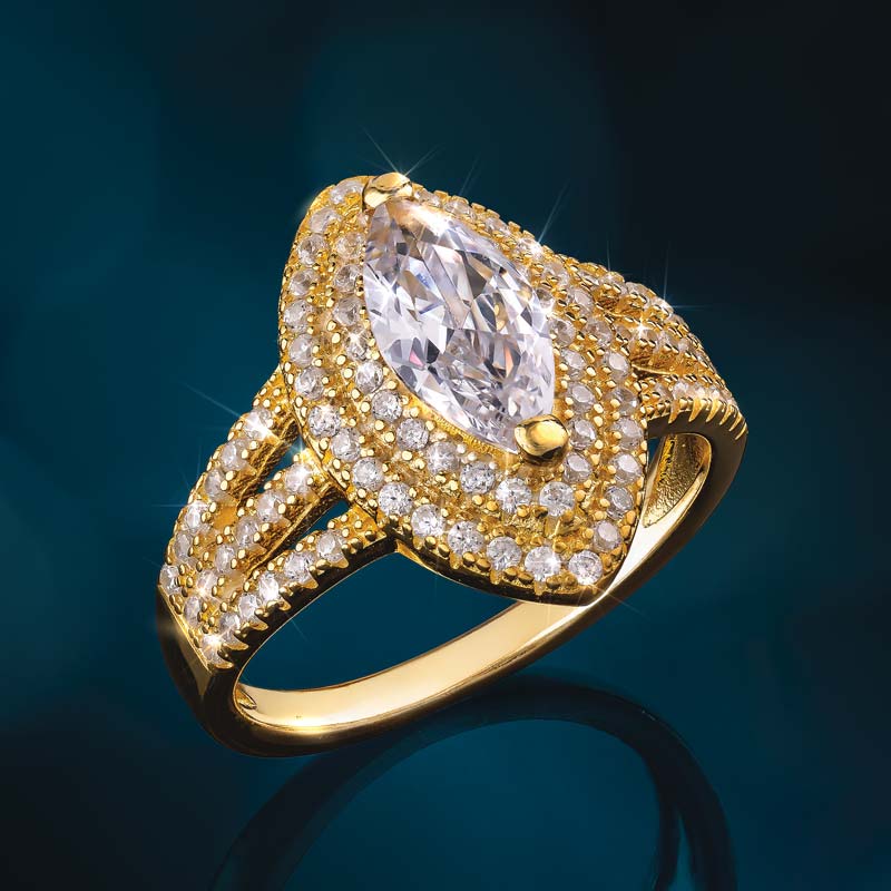 Gold-finished Mirador Marquise DiamondAura Ring