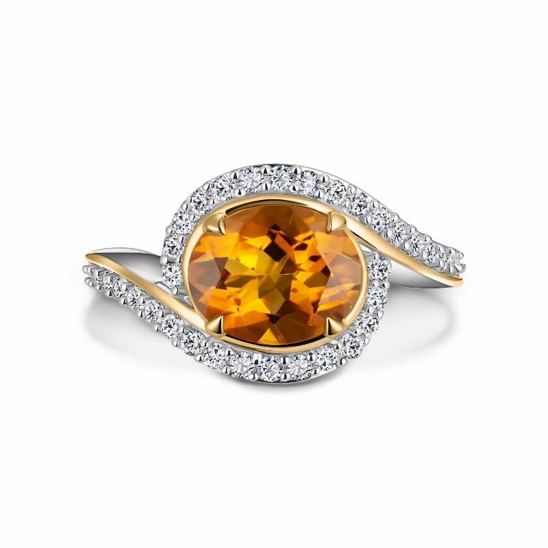 14K Yellow Gold-Finished Madeira Citrine & Topaz Ring
