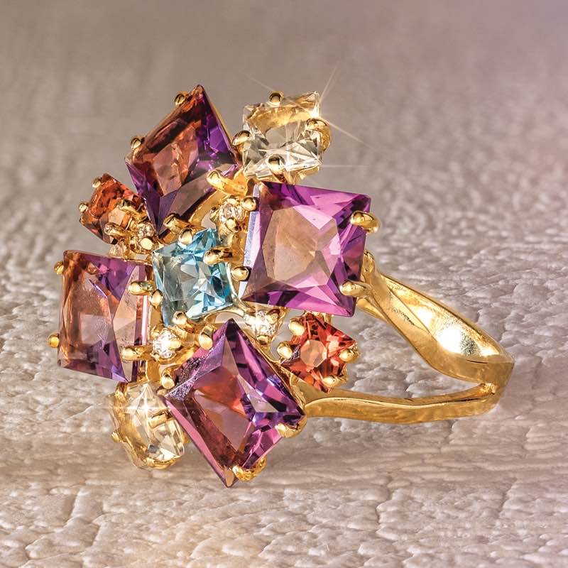 18k Gold-Vermeil Multi-Gemstone Ring