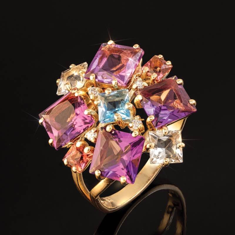 18k Gold-Vermeil Multi-Gemstone Ring