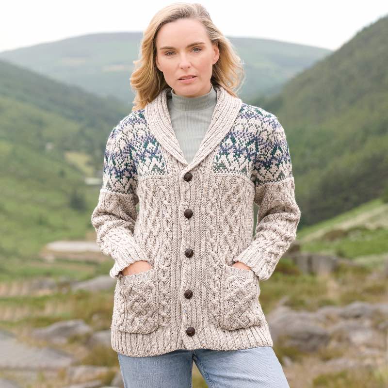 Merino Woo Ladies' Fairisle Shawl Cardigan