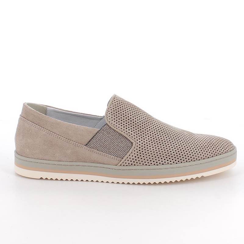 Italian-made Suede Slip-On Shoes (Beige)