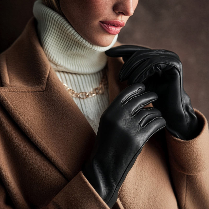 Women's Leather Gloves (Black)