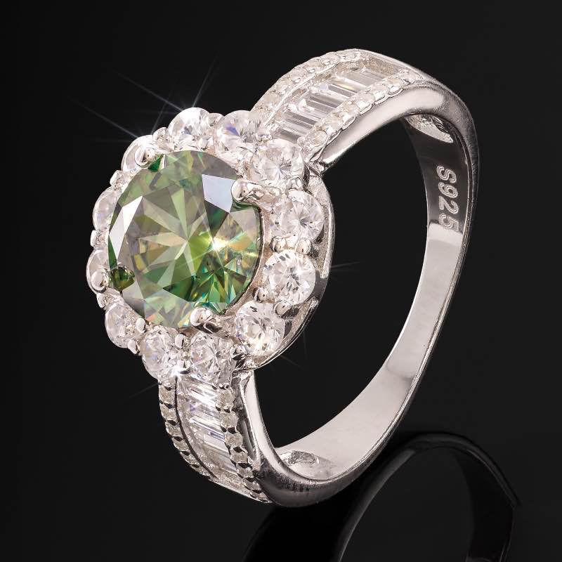 Sterling Silver Moissanite Ring (green)