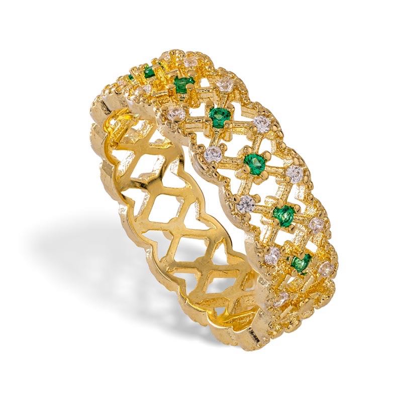 Florentine Lace Lattice Ring (green)
