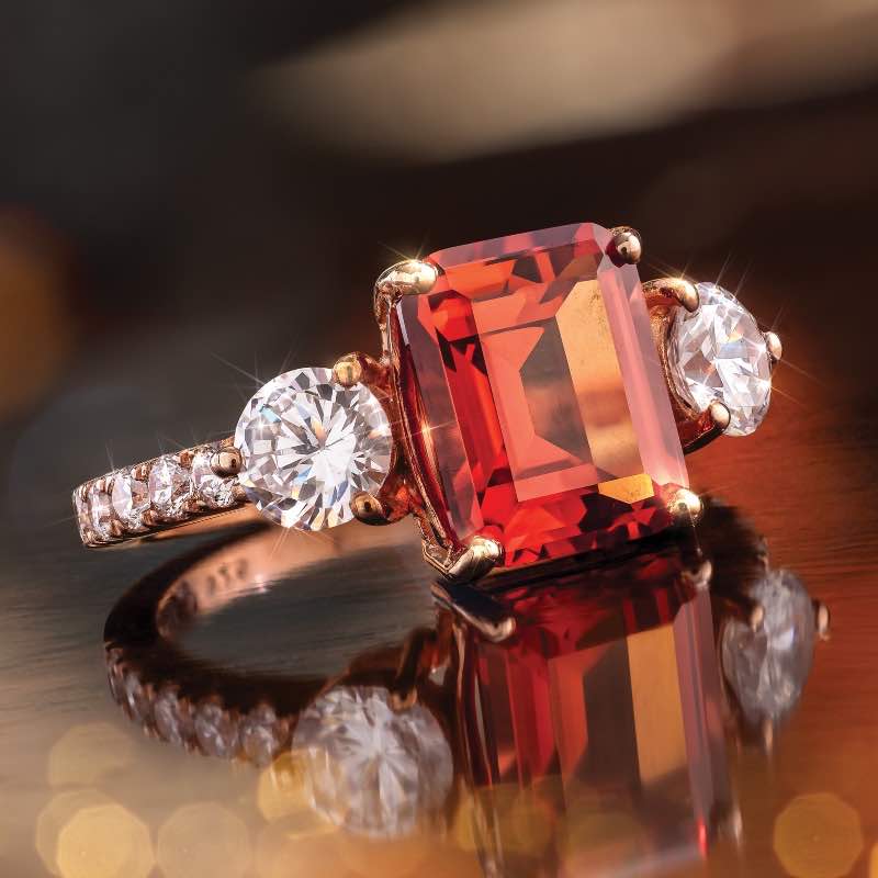 Lab-created Padparadscha Sapphire Ring
