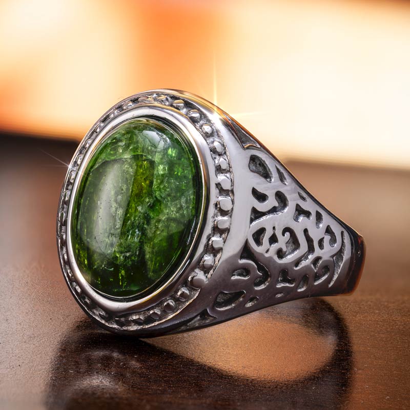 Men's Chrome Diopside Statement Ring