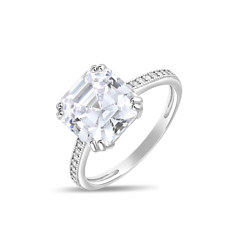 Asscher Cut Ring (Rhodium-finished)