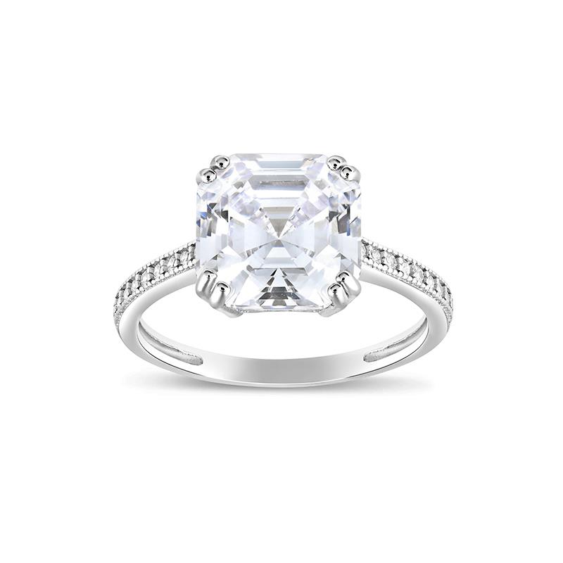 Asscher Cut Ring (Rhodium-finished)