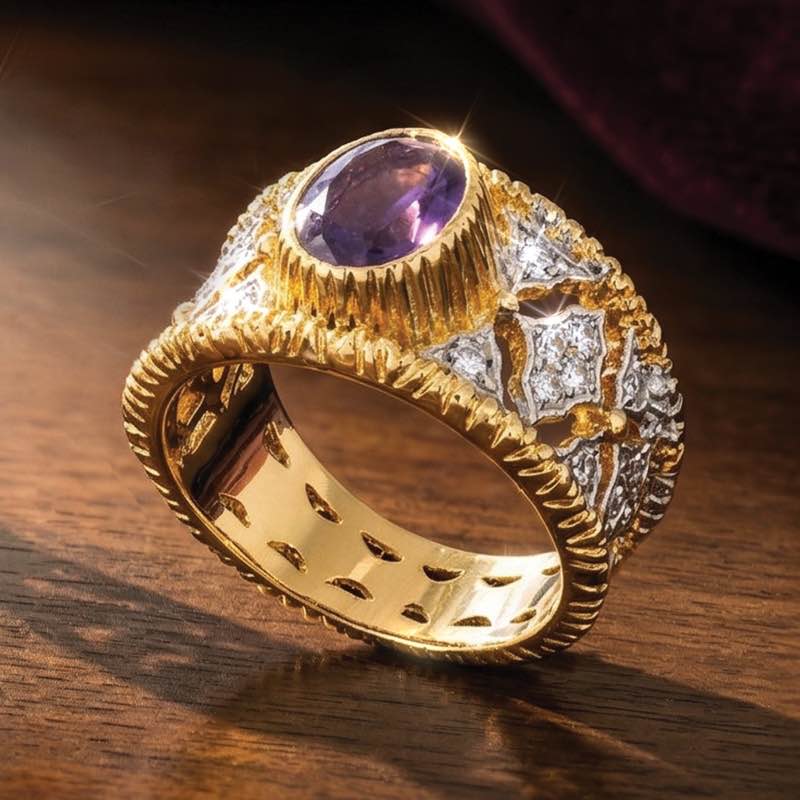 Amethyst Intrigue Filigree Ring