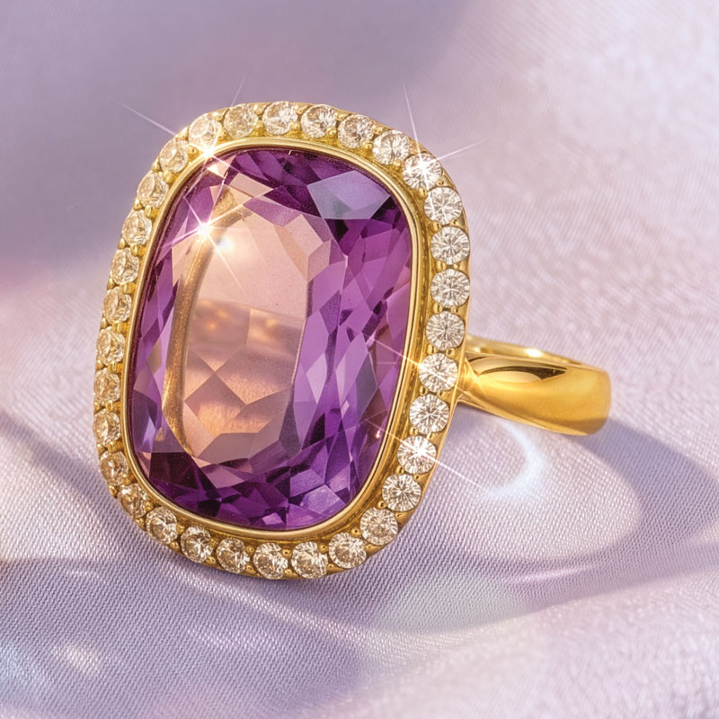 14K Gold Plated Gemstone Ring (amethyst)