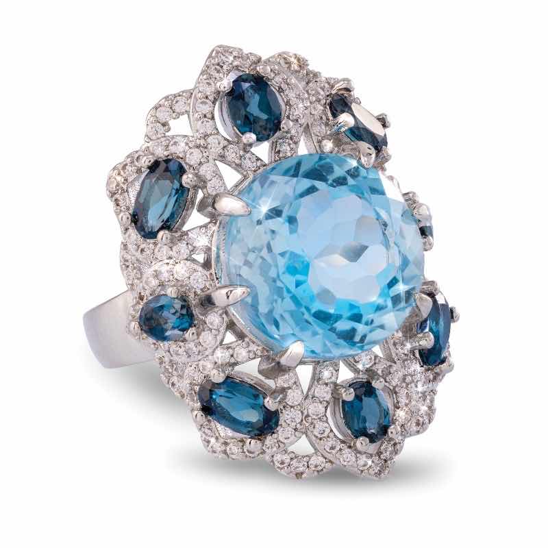 Baroque Blue Topaz Duet Ring