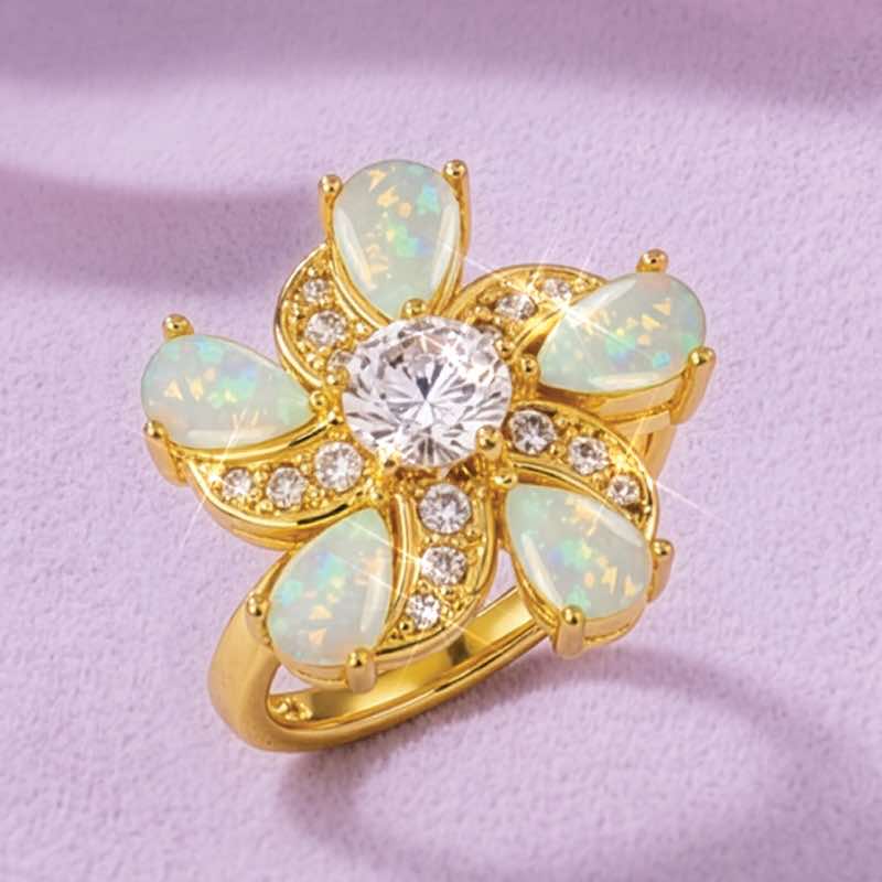 Lab-Opal Wildflower Ring