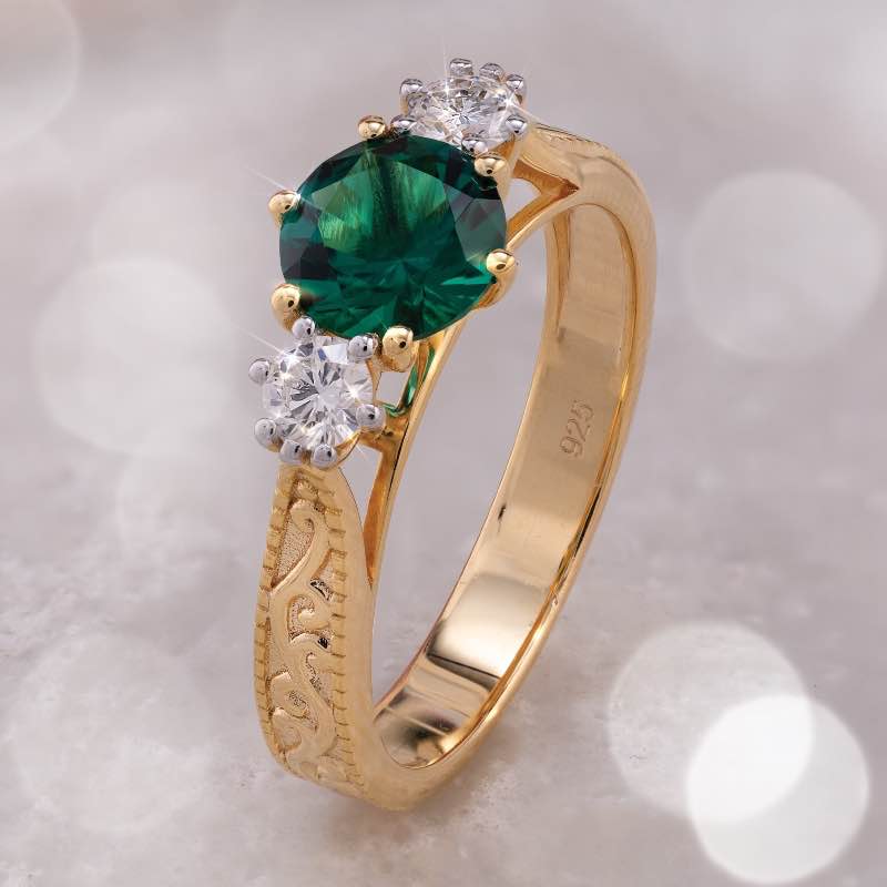 Brilliance of Love Lab-Created Diamond and Emerald Ring