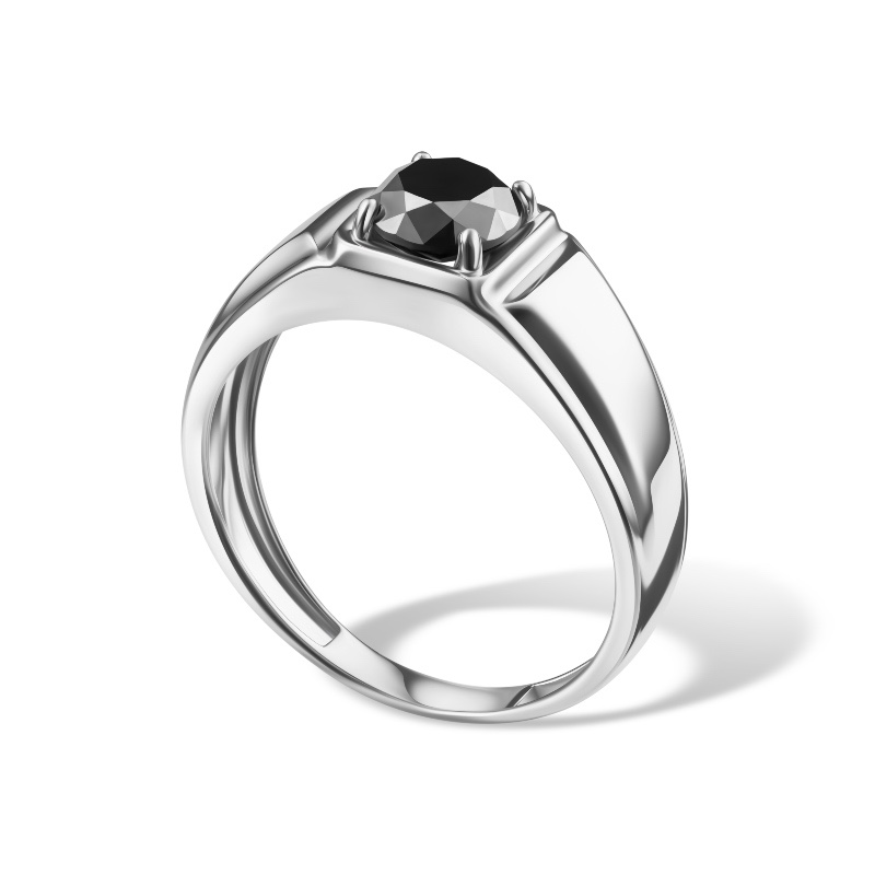 14K White Gold Black Diamond Men's Ring