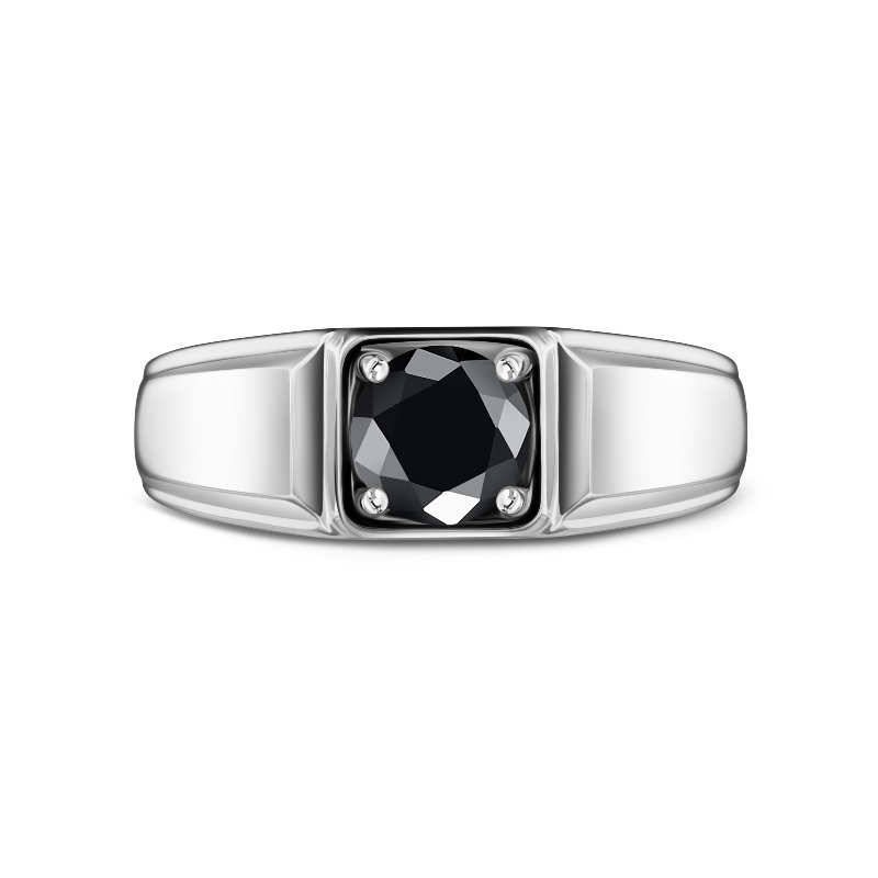 14K White Gold Black Diamond Men's Ring