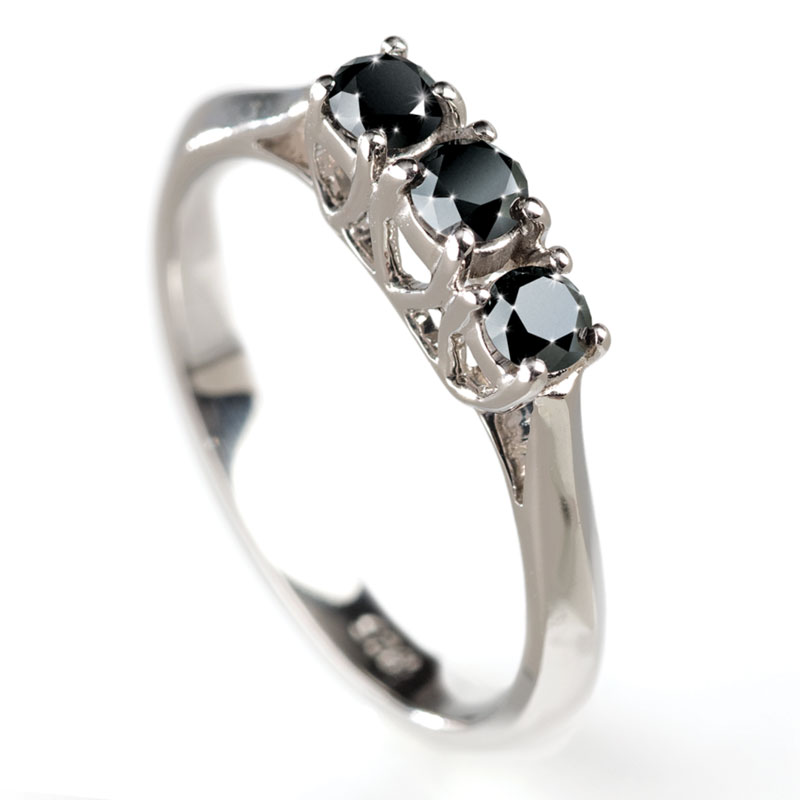 Noire Black Diamond 3 Stone Ring