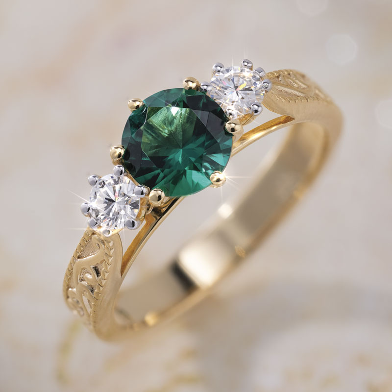 Brilliance of Love Lab-Created Diamond and Emerald Ring