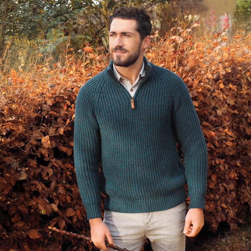 Men's Quarter-Zip Sweater (Peacock)