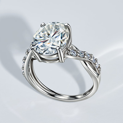 Women's ring with large moissanite gemstone