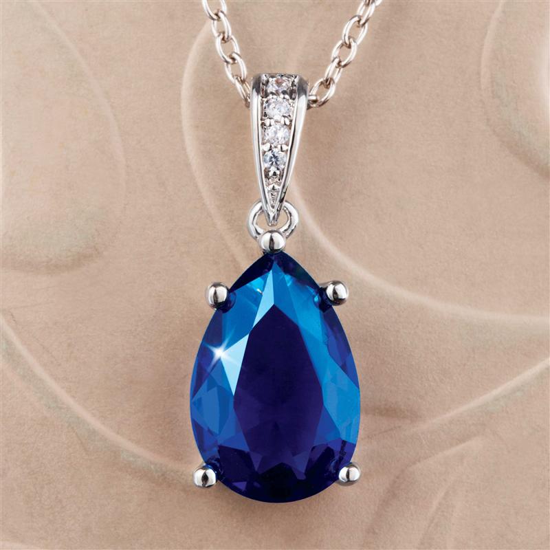 Sapphire Blue Teardrop Pendant