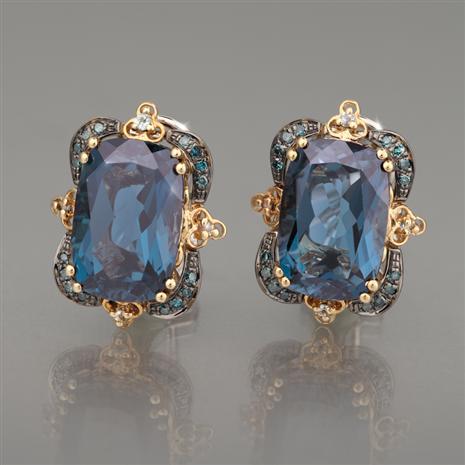 London Blue Topaz and Blue Diamond Earrings