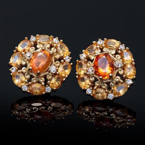 Fire Opal and Spessartite Earrings