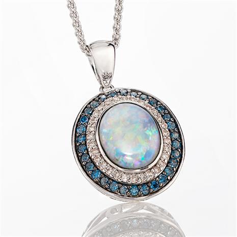 Australian Opal & Blue Diamond Necklace