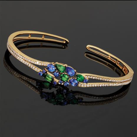 14K Gold Sapphire & Tsavorite Bracelet