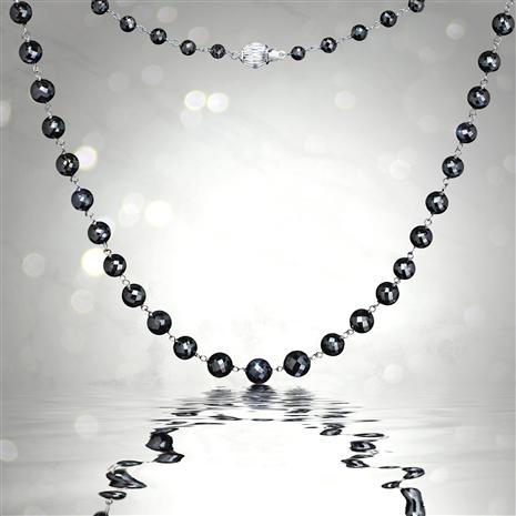 14K White Gold Black Diamond Necklace