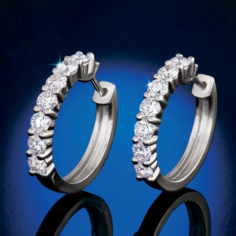 New Earth Lab Diamond 14K White Gold Hoop Earrings (1 ctw)