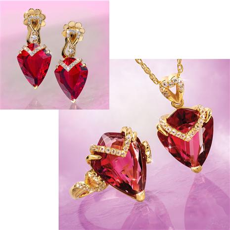 Fancy Cut Red Helenite & Diamond Collection