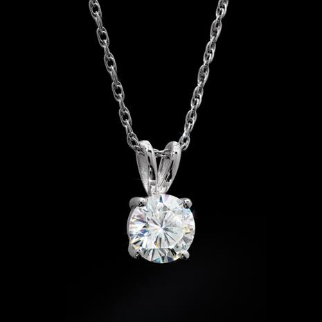 Moissanite Solitaire Pendant and Chain