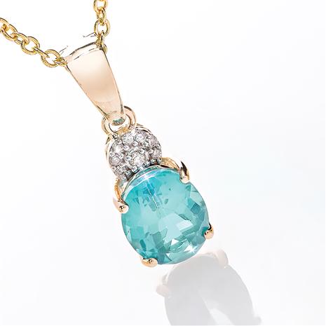 14K Yellow Gold Apatite and Diamond Necklace