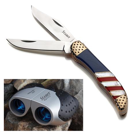 Stauer Patriot Pocketknife plus BONUS 8x21 Compact Binoculars