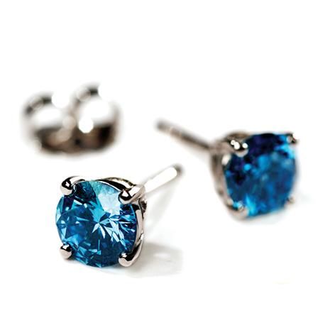 18K White Gold Blue Diamond Earrings (.5 ctw)