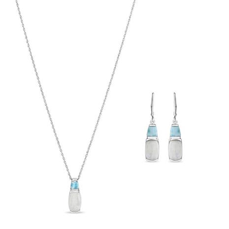Moonstone & Larimar Necklace & Earrings