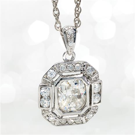 Sterling Silver Art Deco Moissanite Necklace