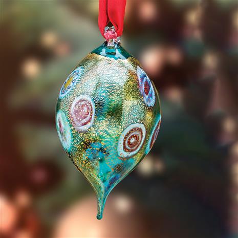 Murano Magic Drop Ornament (Teal)