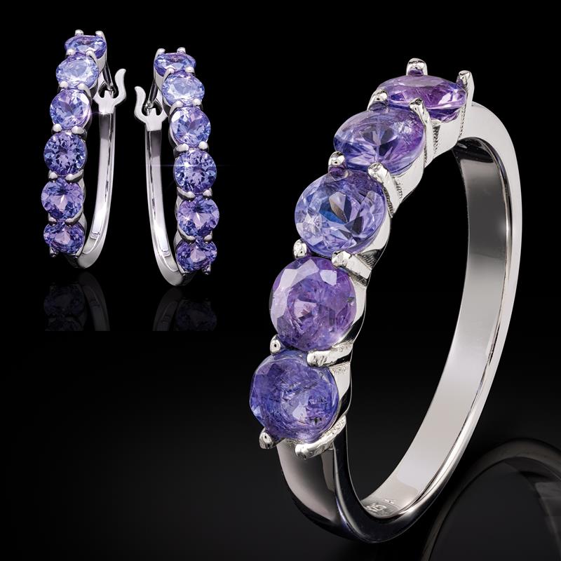 5-Stone Tanzanite Ring & Earring Set