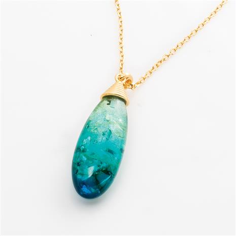 Blue Amber Ombre Necklace