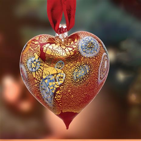 Work of Art Murano Heart Ornament (Red)