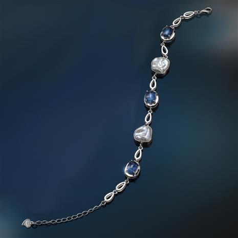 Kyanite & Baroque Pearl Bracelet