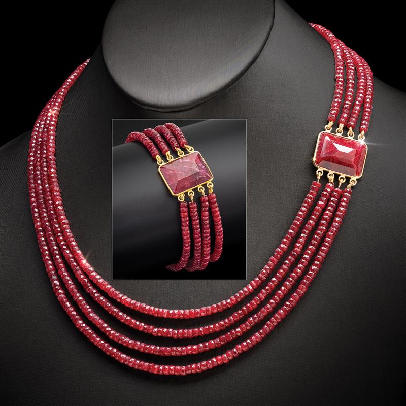 Ruby Passion Stone Necklace & Bracelet Set