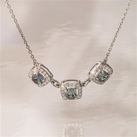14K White Gold Alexandrite & Diamond Necklace