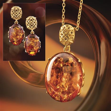 Honey Amber Necklace & Earrings
