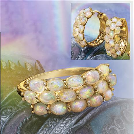 Ethiopian Opal Rainbow Ring & Earrings